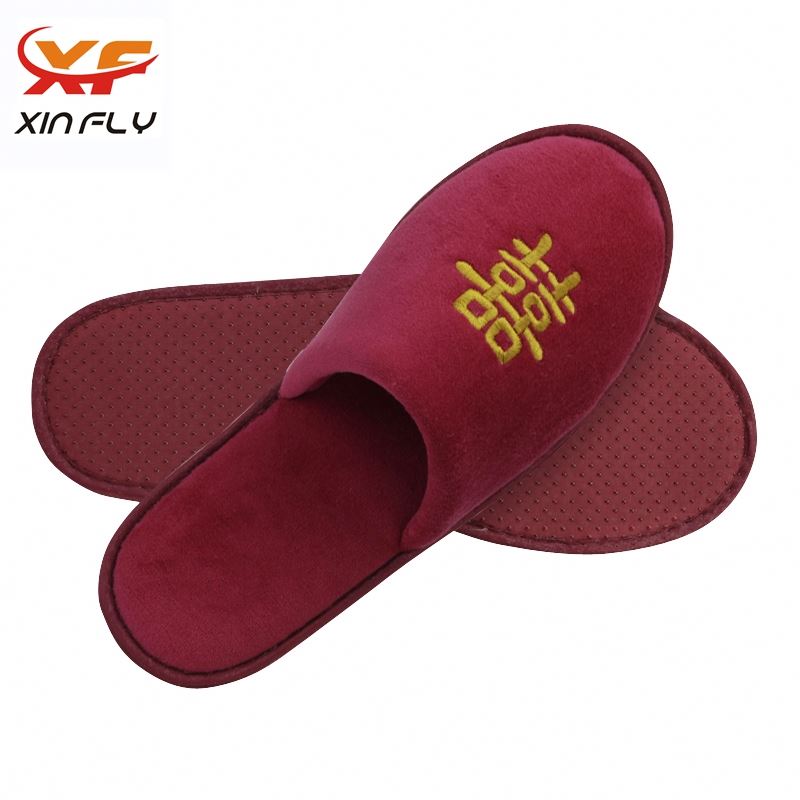 Zapatillas de hotel con punta abierta y suela suave de EVA con logotipo personalizado