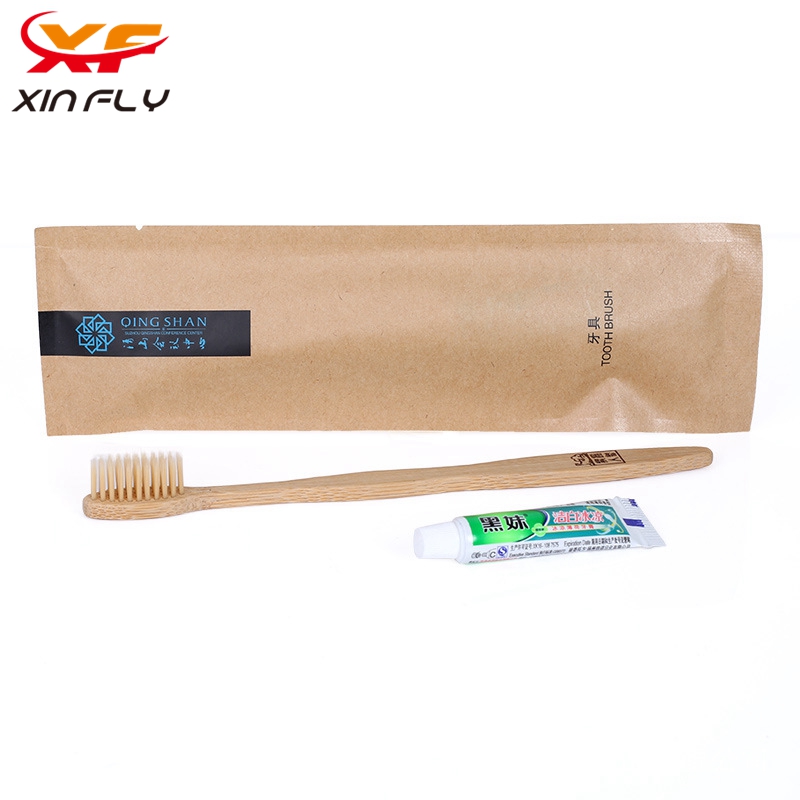 Cheap eco-friendly disposable hotel bamboo toothbrush set for hotel amenities