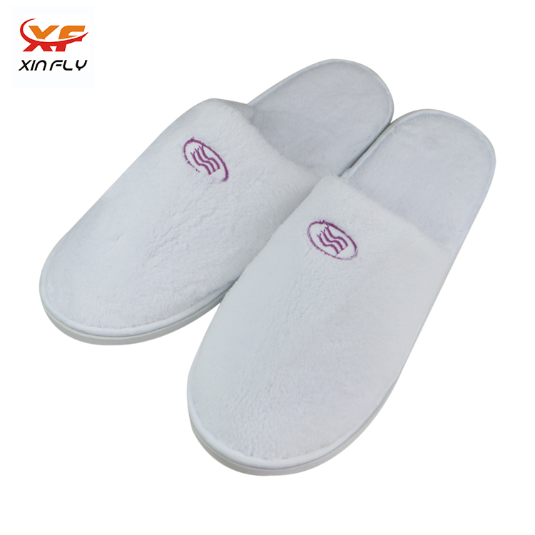 Luxury Coral Fleece White Plush Hotel Slipper