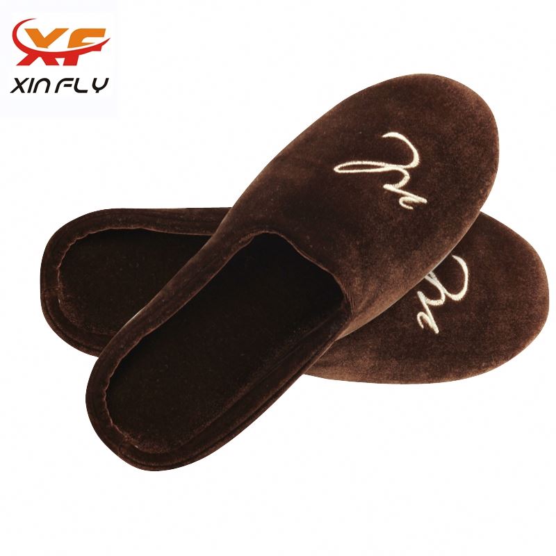 Personalized Closed toe satin hotel slipper disposable recycle