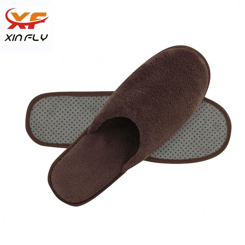 Soft Open toe cotton hotel slippers with Printing logo