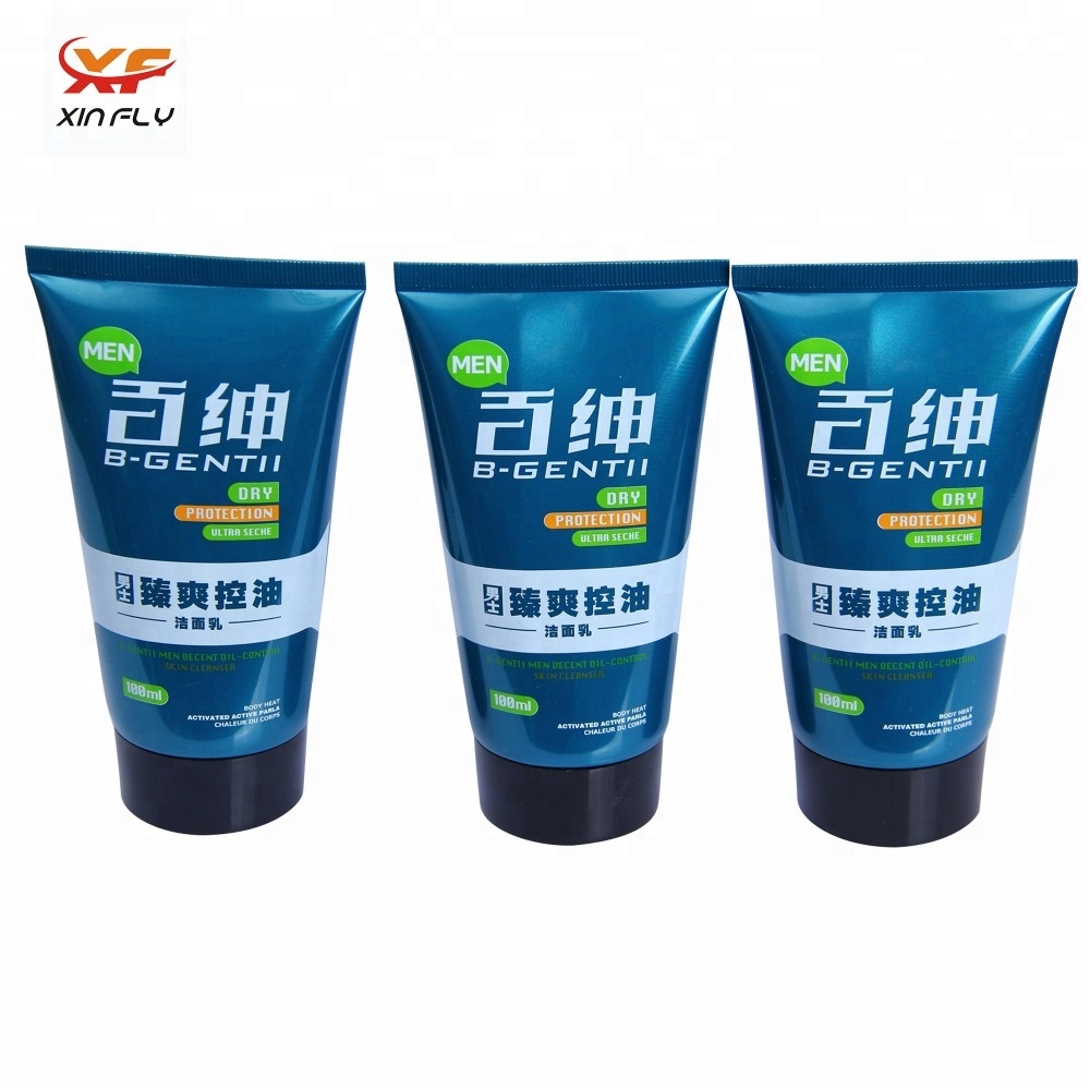 หลอดพลาสติกเครื่องสำอางขนาด 100 มล. แบบกำหนดเองสำหรับผลิตภัณฑ์ทำความสะอาดผิวหน้าสำหรับผู้ชาย